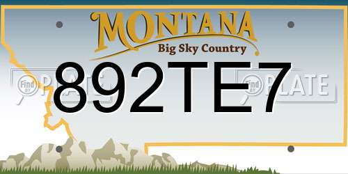 892TE7 Montana License Plate