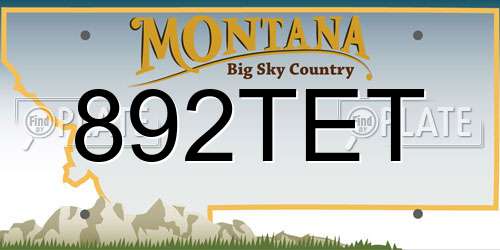 892TET Montana License Plate