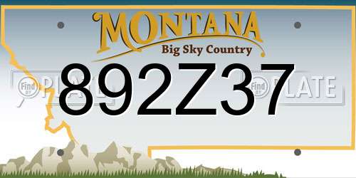 892Z37 Montana License Plate