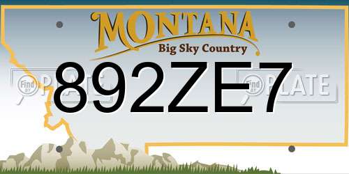 892ZE7 Montana License Plate