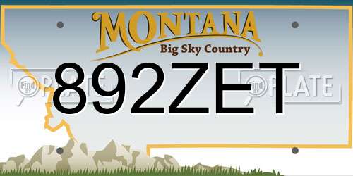 892ZET Montana License Plate
