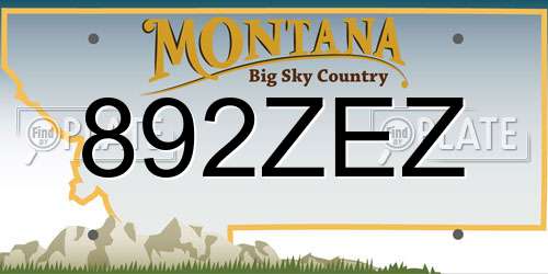 892ZEZ Montana License Plate
