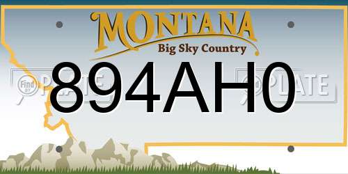 894AH0 Montana License Plate