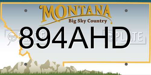 894AHD Montana License Plate
