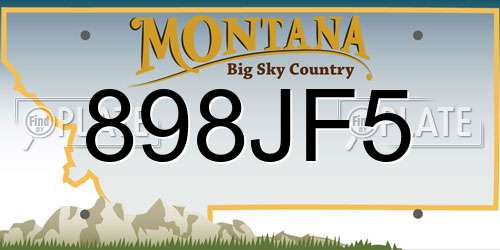 898JF5 Montana License Plate