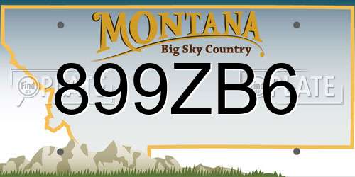 899ZB6 Montana License Plate