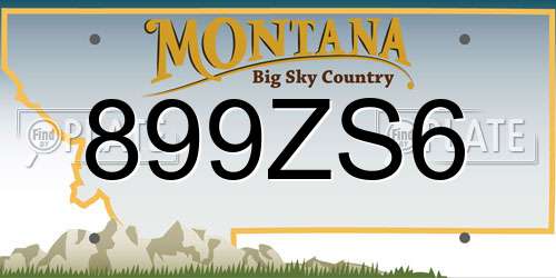 899ZS6 Montana License Plate