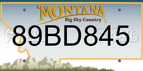 89BD845 Montana License Plate