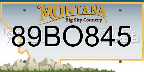 89BO845 Montana License Plate