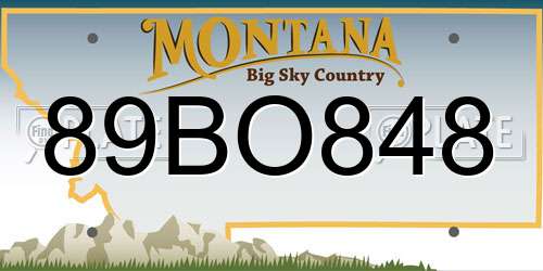 89BO848 Montana License Plate