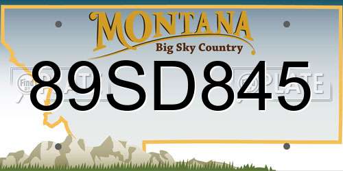 89SD845 Montana License Plate