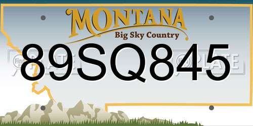 89SQ845 Montana License Plate