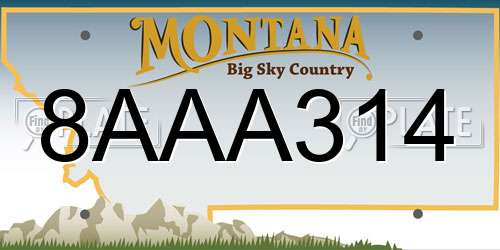 8AAA314 Montana License Plate