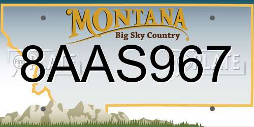 8AAS967 Montana License Plate