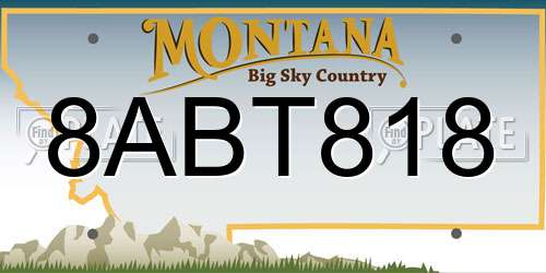 8ABT818 Montana License Plate