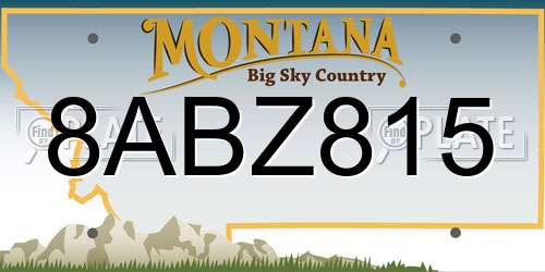 8ABZ815 Montana License Plate
