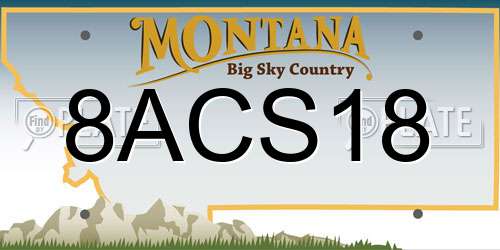 8ACS18 Montana License Plate