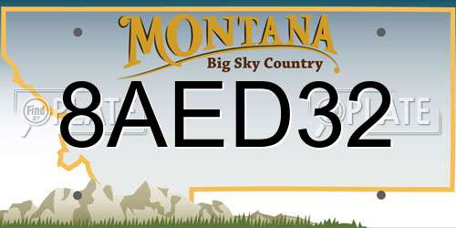 8AED32 Montana License Plate