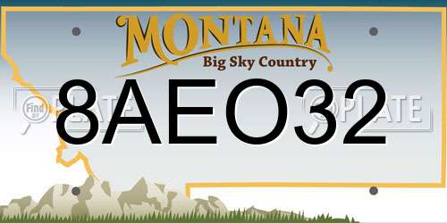 8AEO32 Montana License Plate