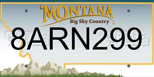 8ARN299 Montana License Plate
