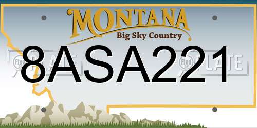 8ASA221 Montana License Plate