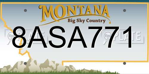 8ASA771 Montana License Plate