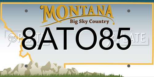 8ATO85 Montana License Plate