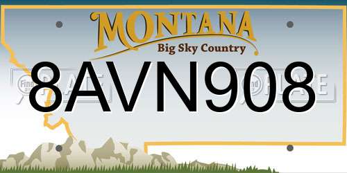 8AVN908 Montana License Plate