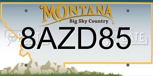 8AZD85 Montana License Plate