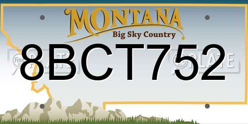 8BCT752 Montana License Plate