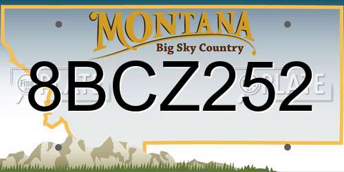 8BCZ252 Montana License Plate