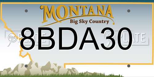 8BDA30 Montana License Plate
