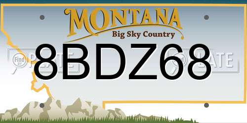 8BDZ68 Montana License Plate