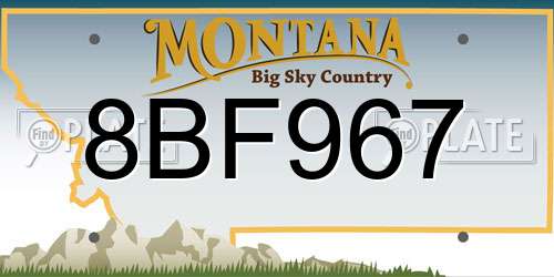 8BF967 Montana License Plate