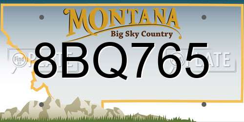 8BQ765 Montana License Plate