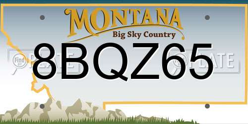 8BQZ65 Montana License Plate