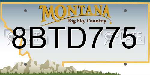 8BTD775 Montana License Plate