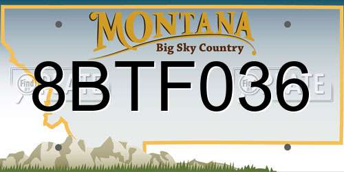 8BTF036 Montana License Plate