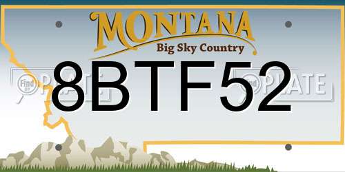 8BTF52 Montana License Plate