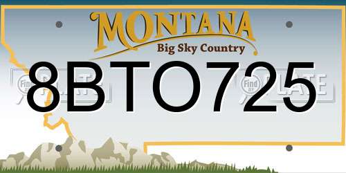 8BTO725 Montana License Plate