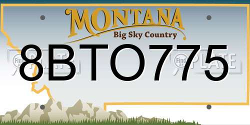 8BTO775 Montana License Plate