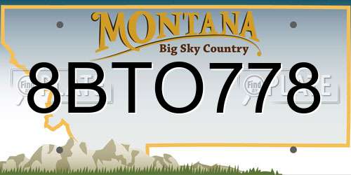 8BTO778 Montana License Plate