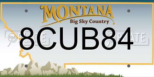 8CUB84 Montana License Plate