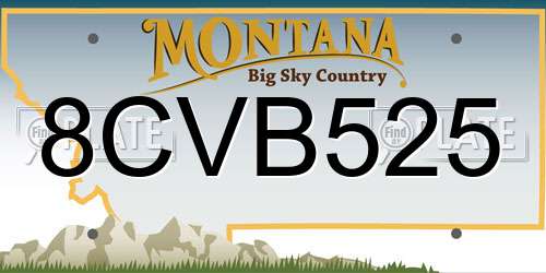 8CVB525 Montana License Plate
