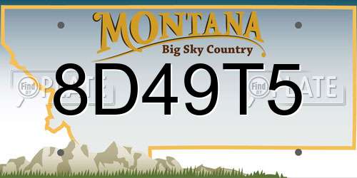 8D49T5 Montana License Plate