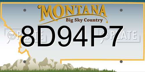 8D94P7 Montana License Plate