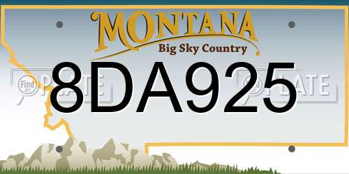 8DA925 Montana License Plate