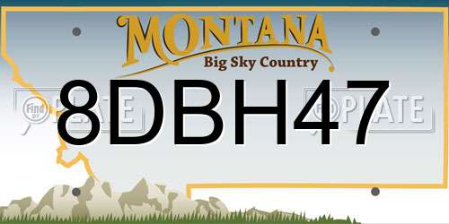 8DBH47 Montana License Plate