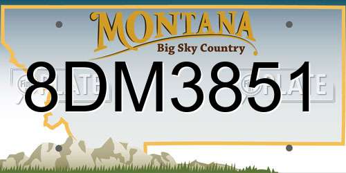 8DM3851 Montana License Plate