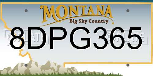 8DPG365 Montana License Plate